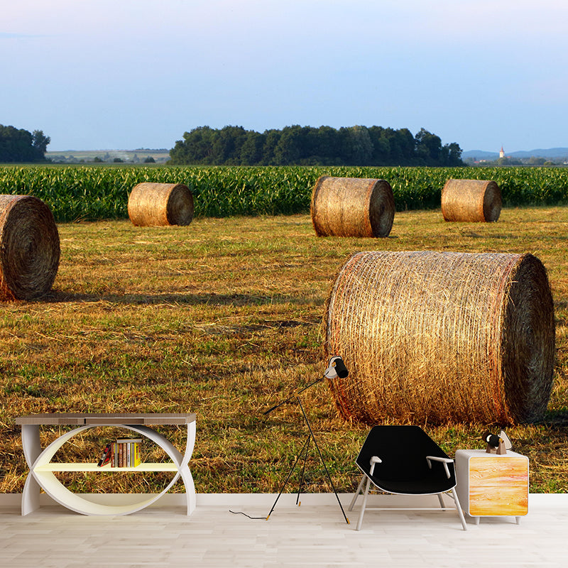 Straw Bales Mural Wall Covering Moisture Resistant for Bedroom Wall Decor