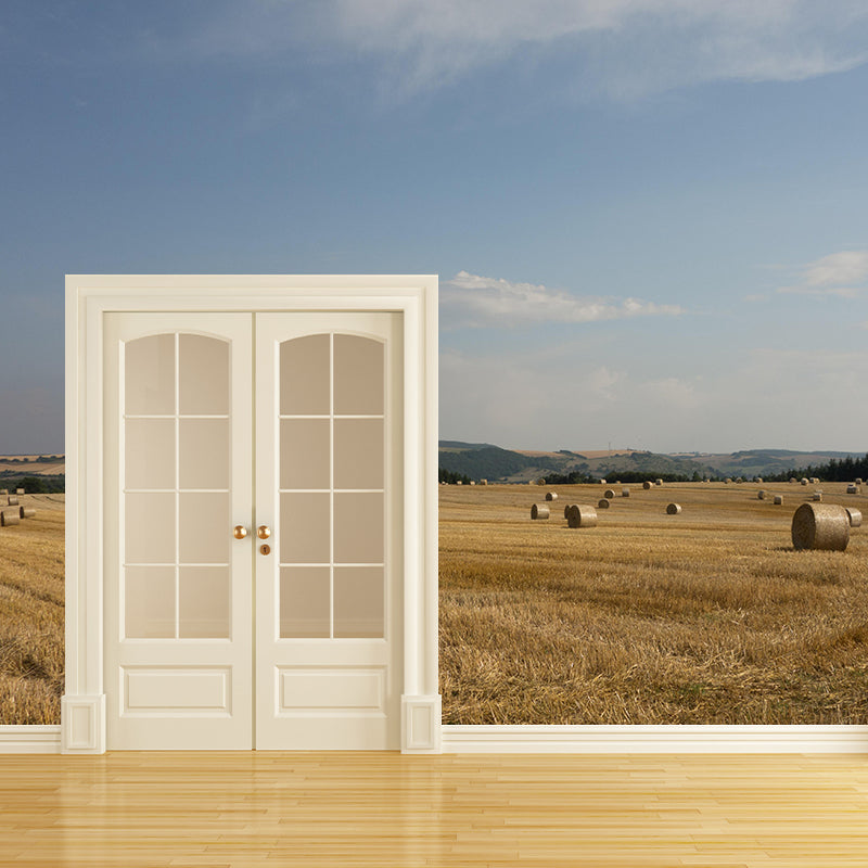 Moisture Resistant Straw Bales Mural Wall Covering for Living Room Wall Decor