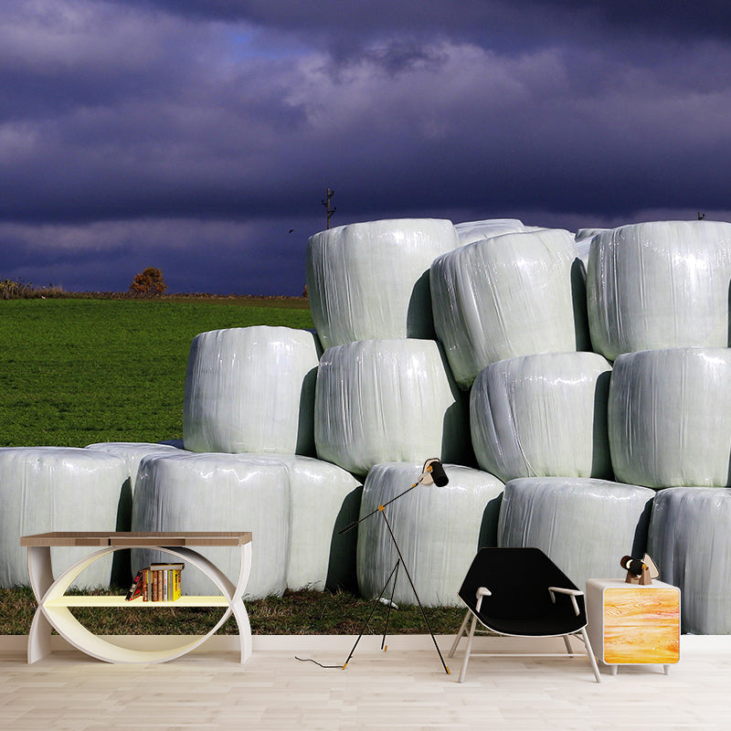 Moisture Resistant Straw Bales Mural Wall Covering for Living Room Wall Decor