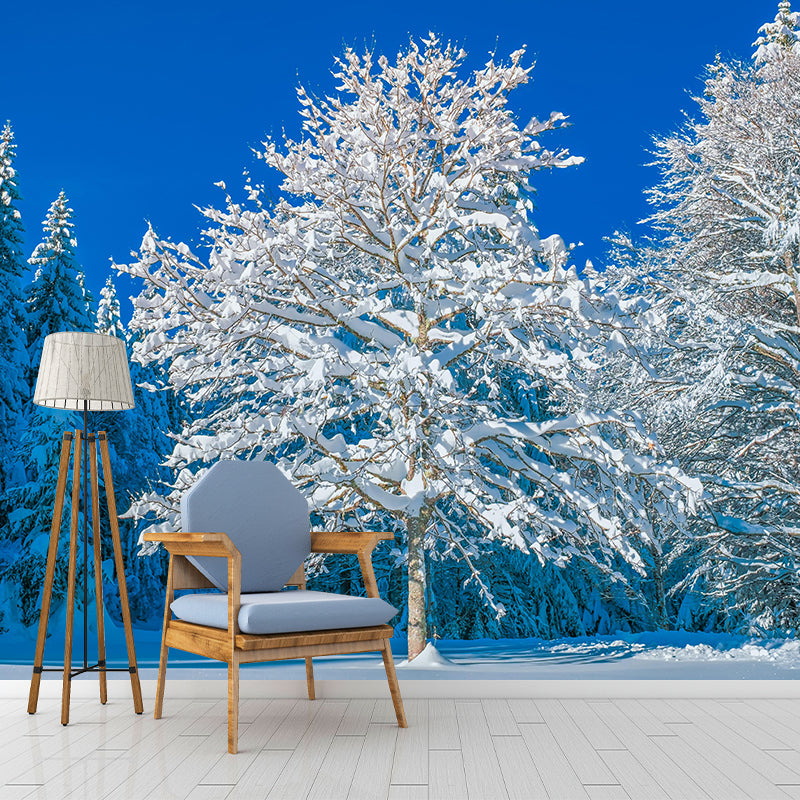 Contemporary Moisture Resistant Forest Mural Wall Covering Soft Color Wall Decor