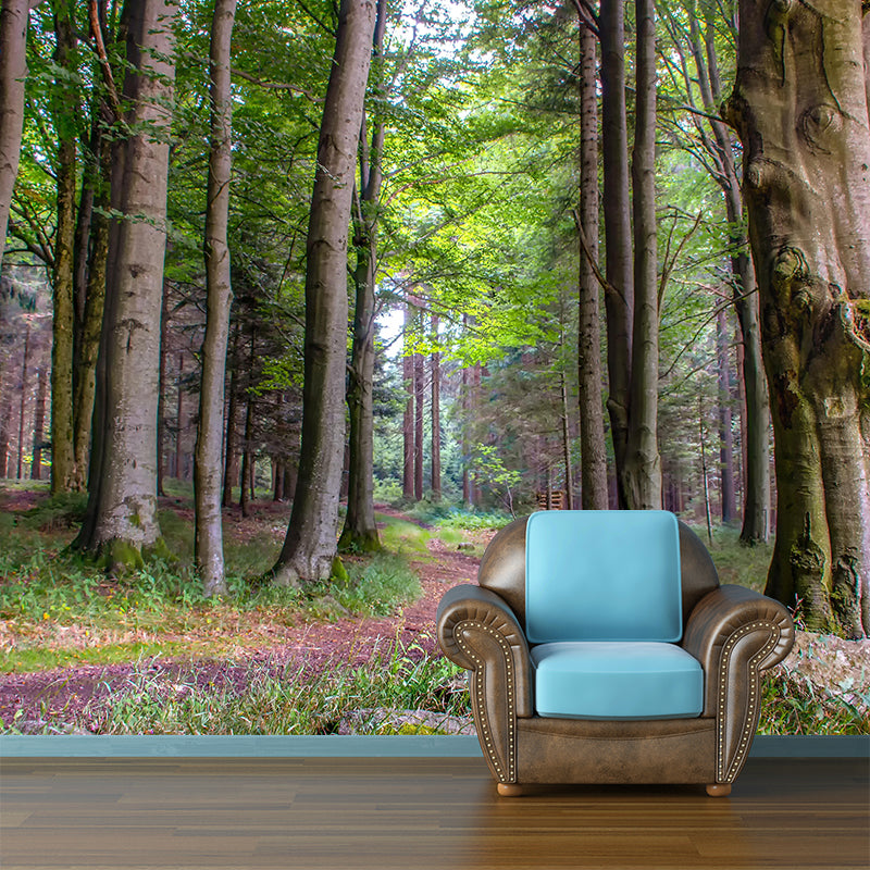 Contemporary Moisture Resistant Forest Mural Wall Covering for Living Room