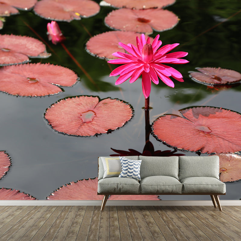 Lotus Leaf Moisture Resistant Mural for Sitting Room, Customized Size Available