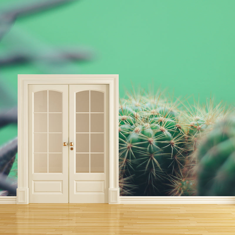 Cactus Plant Minimalist Wall Covering for Living Room, Customized Size Available