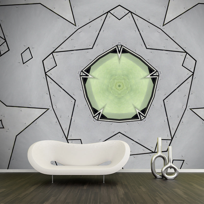 Geometric Illustration Full Size Wall Covering for Living Room, Customized Size Available