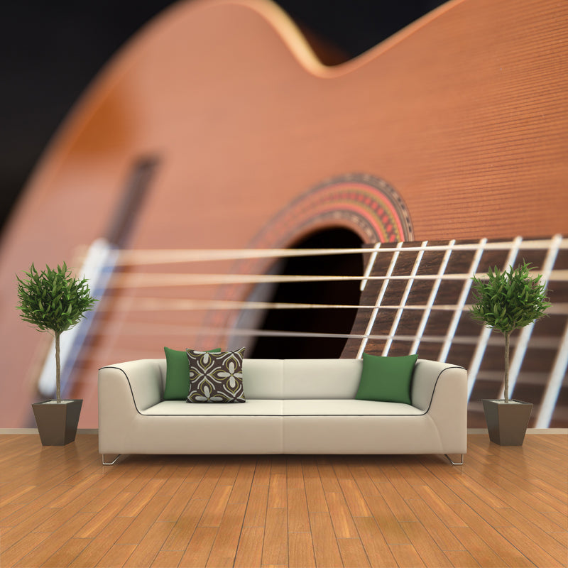 Minimalist Style Guitar Instrument Wall Mural for Playroom, Personalized Size