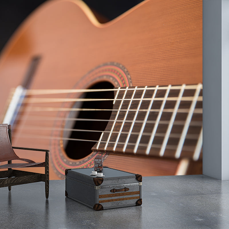 Minimalist Style Guitar Instrument Wall Mural for Playroom, Personalized Size