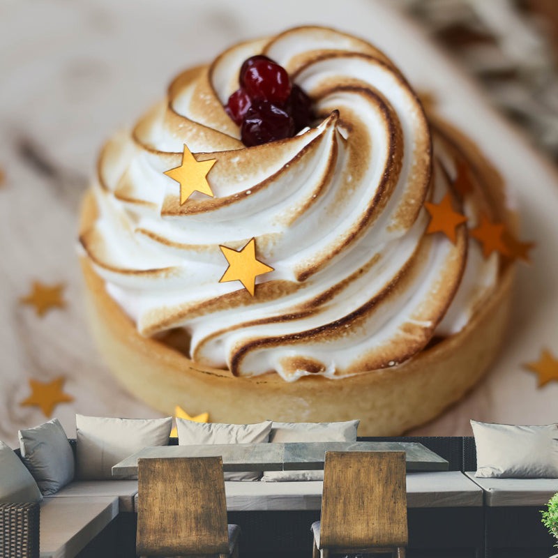 Sweet Cake Mural Wallpaper for Dessert Shop Decor in Light Color, Made to Measure