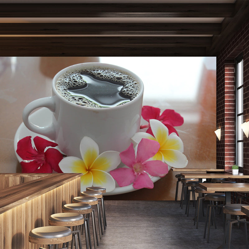 Coffee Contemporary Mural Wallpaper for Coffee Shop, Personalized Size Available