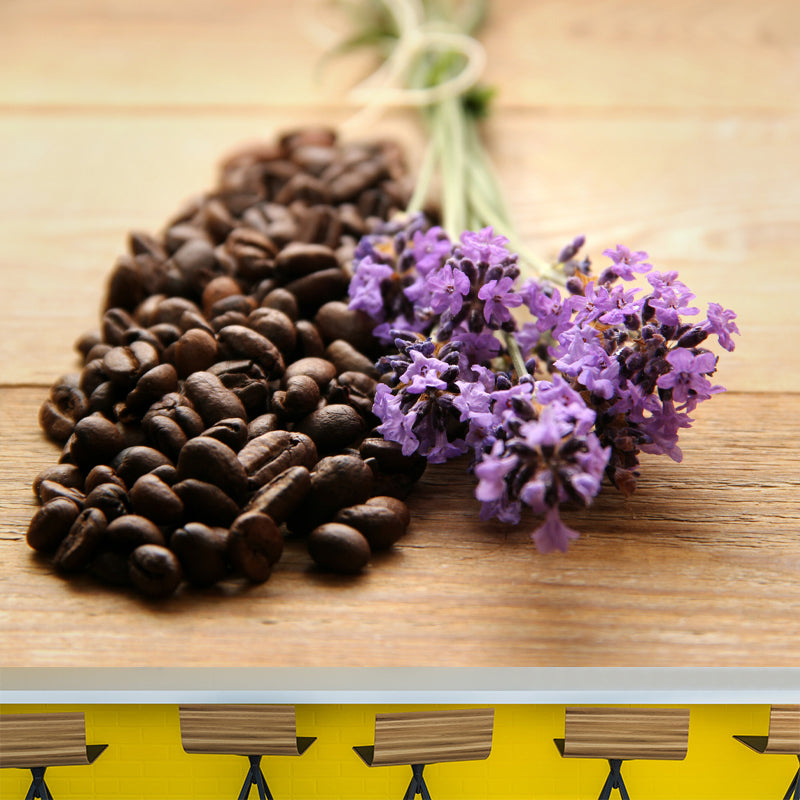 Coffee Beans Mural Wallpaper Stain-Resistant Wall Covering for Coffee Shop