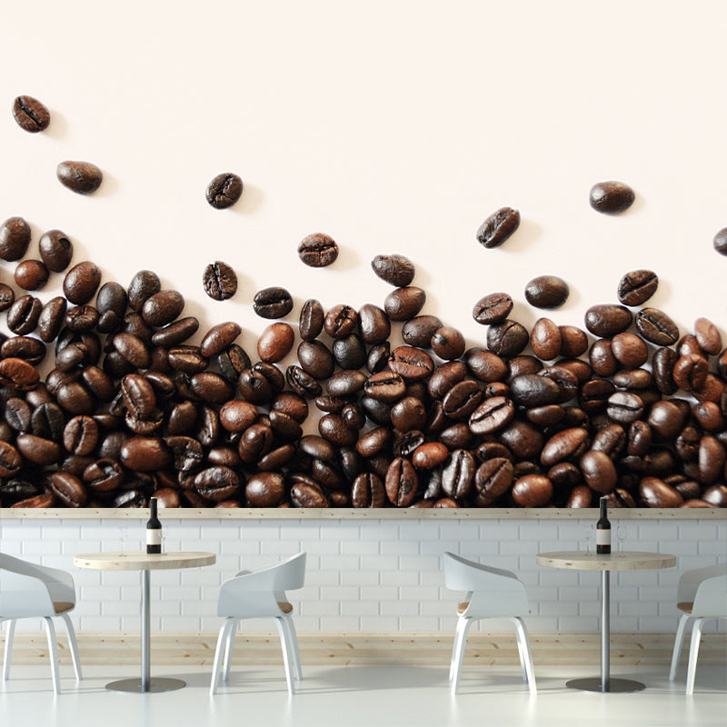 Coffee Beans Mural Wallpaper Stain-Resistant Wall Covering for Coffee Shop