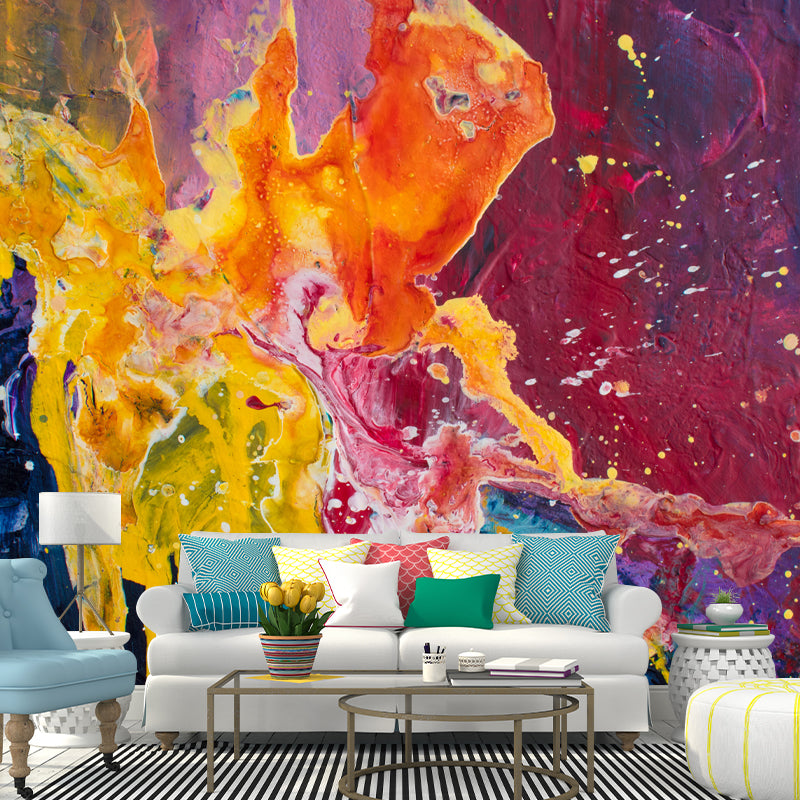 Abstract Mural Wallpaper for Coffee Shop Minimalist Color, Moisture Resistant