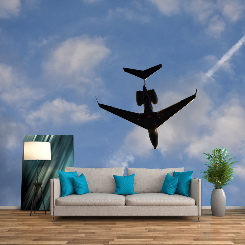 Airplane Transportation Mural Wallpaper for Home Decor, Moisture Resistant