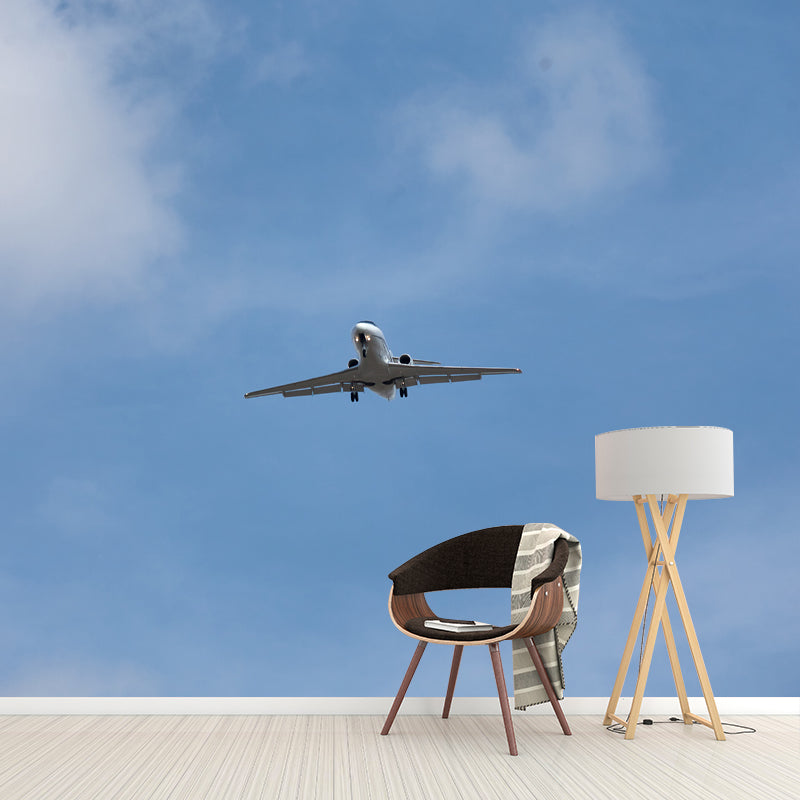 Modern Airplane Transportation Photo Simple Mural Wallpaper for Sitting Room