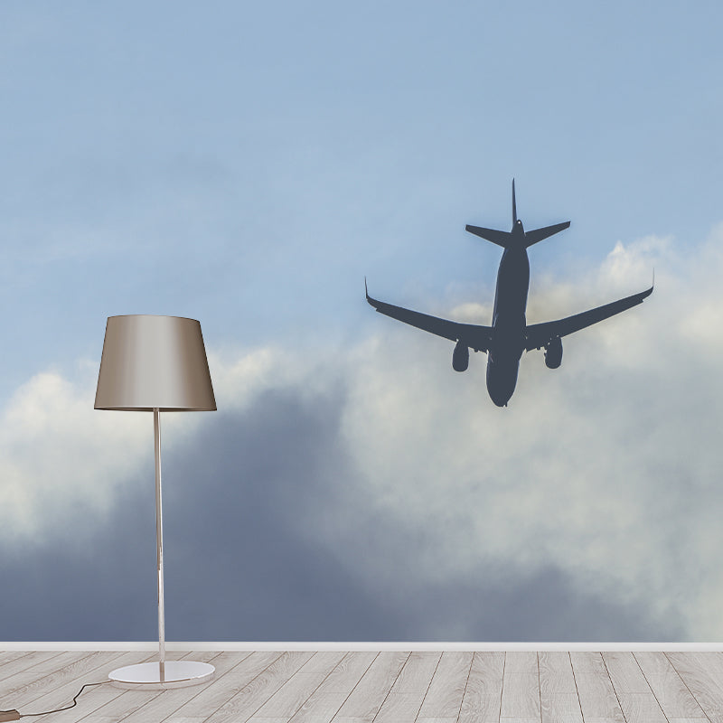 Modern Airplane Transportation Photo Simple Mural Wallpaper for Sitting Room
