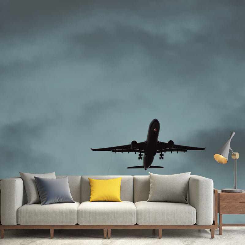 Modern Airplane Transportation Photo Simple Mural Wallpaper for Sitting Room
