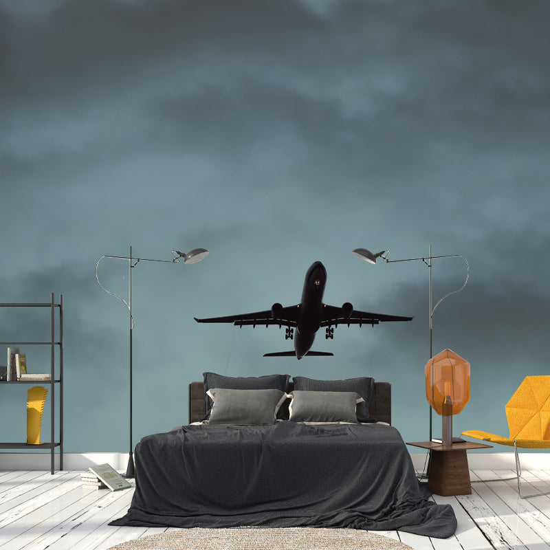 Modern Airplane Transportation Photo Simple Mural Wallpaper for Sitting Room