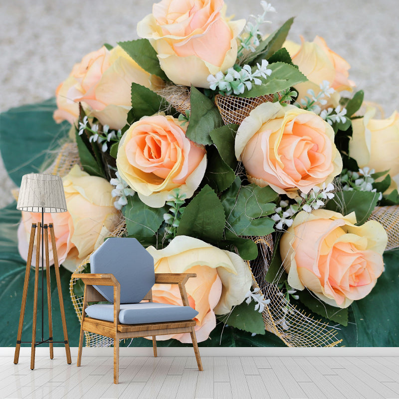 Rose Flower Mural Wallpaper Full Size Minimalist Wall Mural for Gust Room