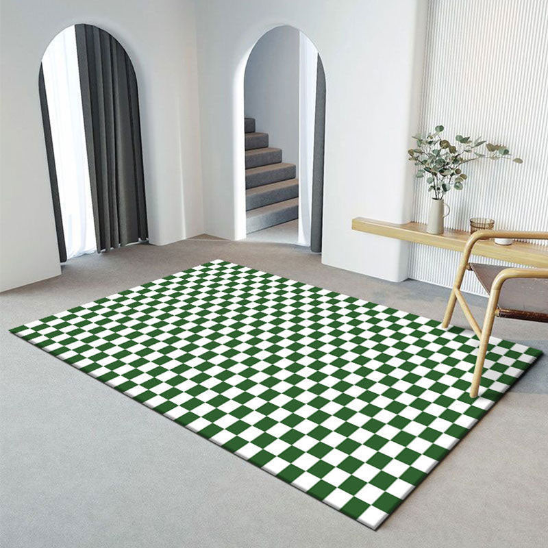 Modern Home Decoration Carpet Plaid Pattern Area Rug Polyester Non-Slip Backing Indoor Carpet