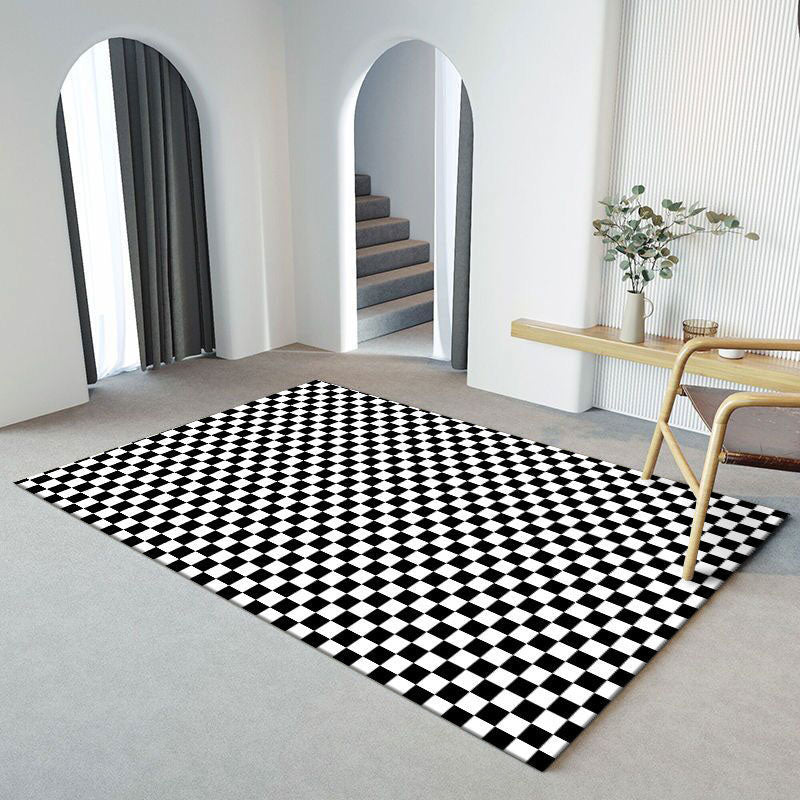 Modern Home Decoration Carpet Plaid Pattern Area Rug Polyester Non-Slip Backing Indoor Carpet