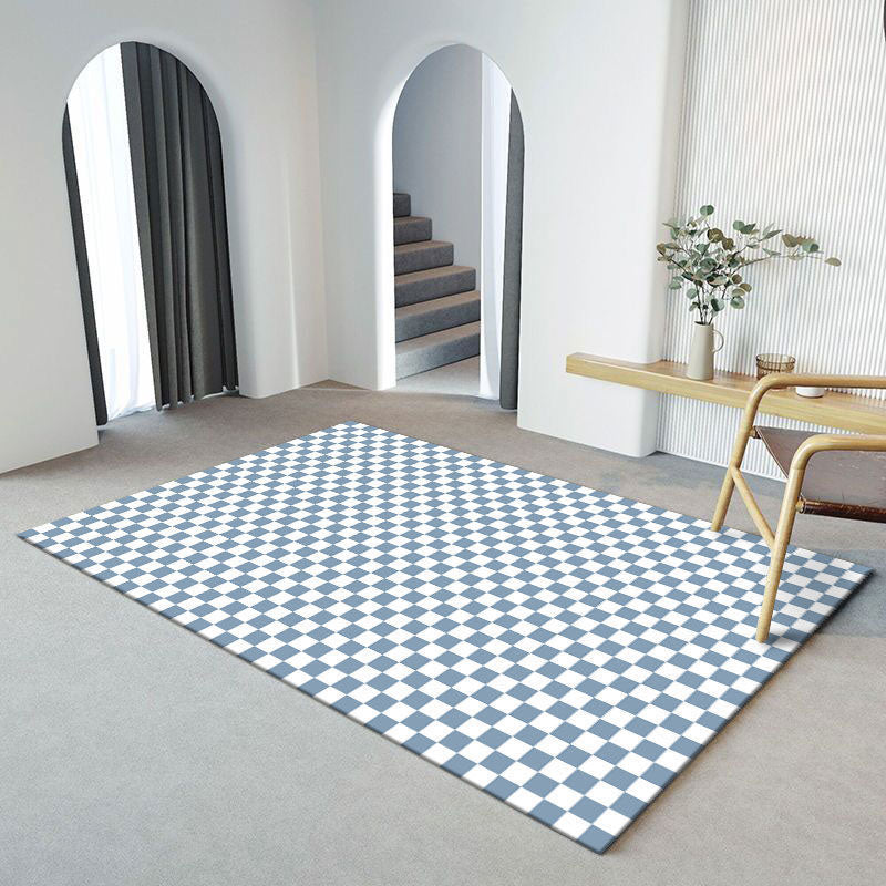 Modern Home Decoration Carpet Plaid Pattern Area Rug Polyester Non-Slip Backing Indoor Carpet
