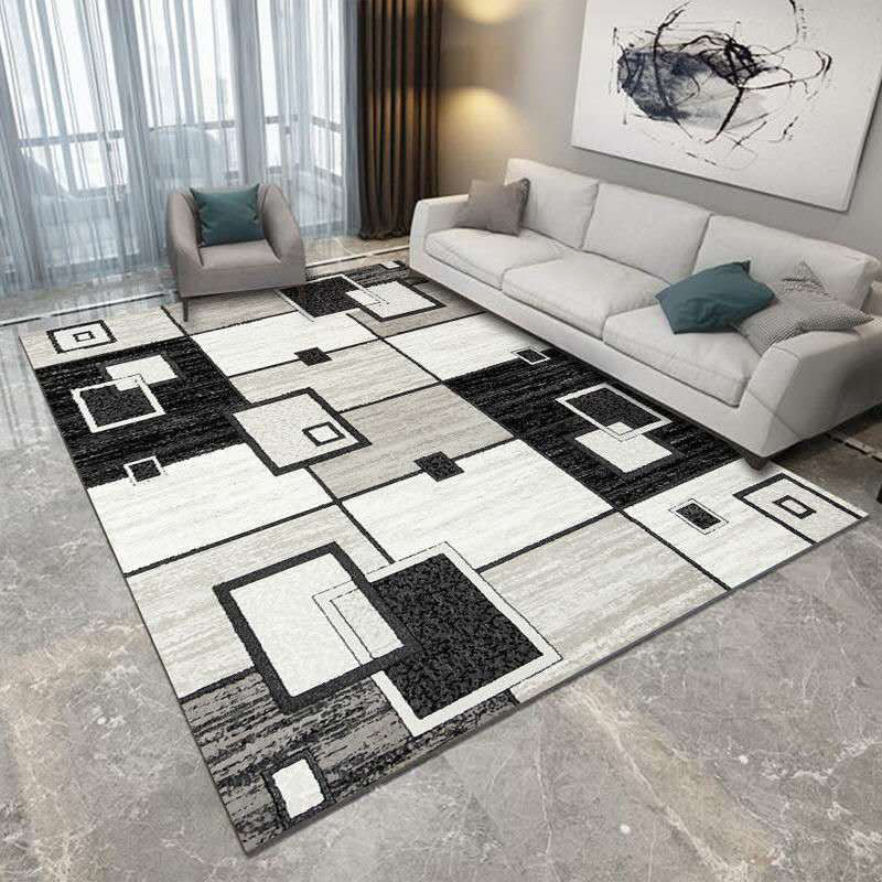 Geometric Indoor Rug Patchwork Modern Area Rug Polyester Living Room Carpet with Non-Slip Backing