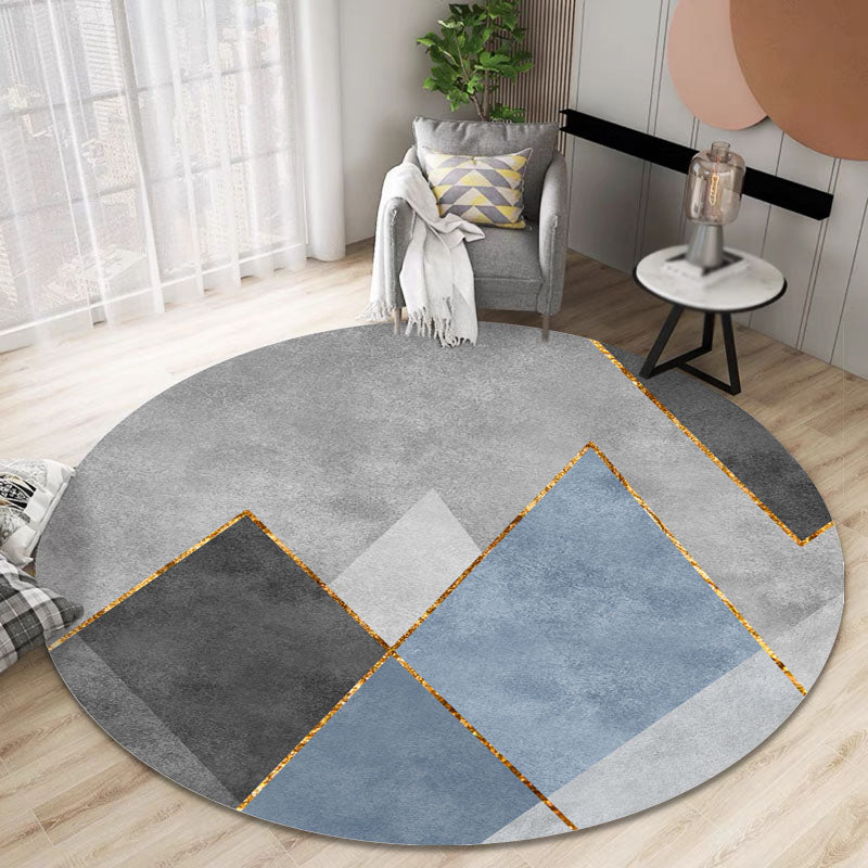 Round Graphic Print Rug Creative Area Carpet Polyester Non-Slip Backing Carpet for Home Decoration