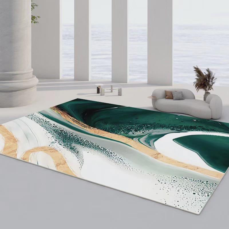 Contemporary Flowing Water Print Carpet Polyester Rug Non-Slip Backing Indoor Carpet for Living Room