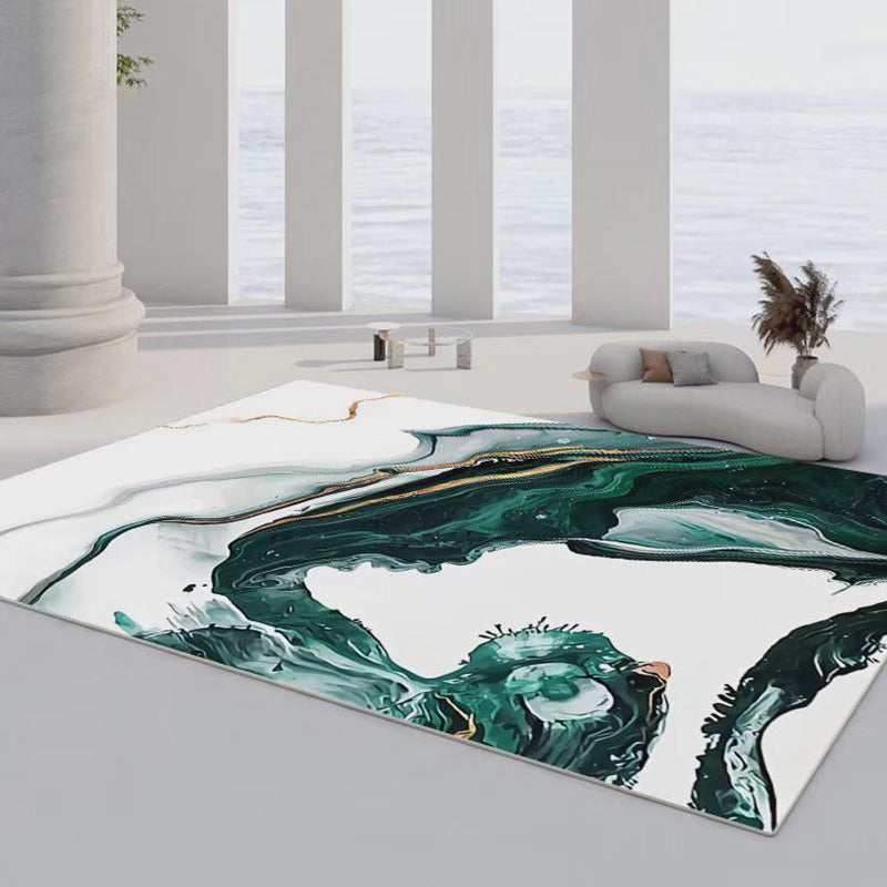 Contemporary Flowing Water Print Carpet Polyester Rug Non-Slip Backing Indoor Carpet for Living Room