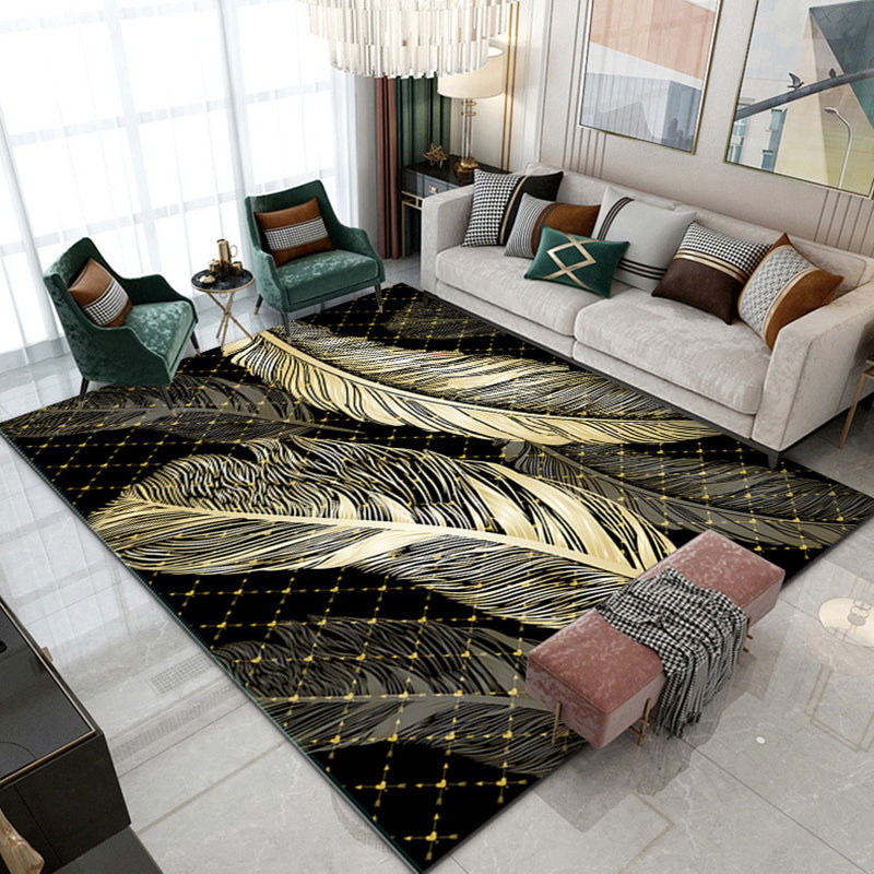 Minimalist Indoor Rug Modern Plant Pattern Carpet Polyester Stain Resistant Area Rug for Living Room