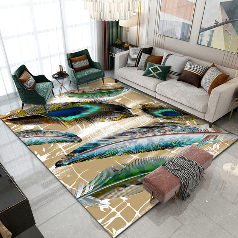 Minimalist Indoor Rug Modern Plant Pattern Carpet Polyester Stain Resistant Area Rug for Living Room