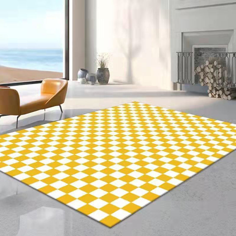 Modern Geometric Pattern Rug Black Polyester Area Carpet Non-Slip Backing Rug for Home Decor