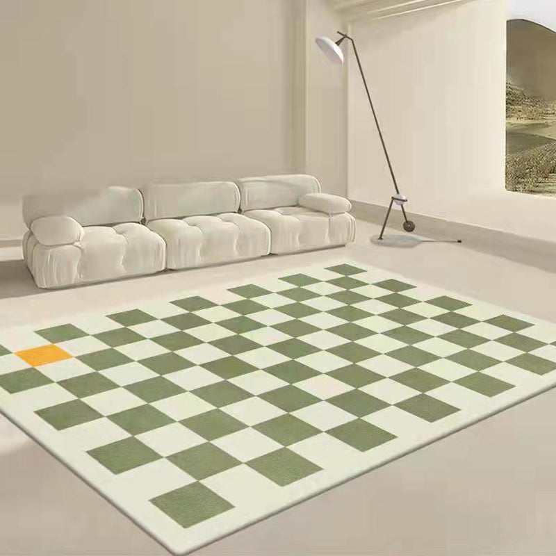 Modern Geometric Pattern Rug Black Polyester Area Carpet Non-Slip Backing Rug for Home Decor