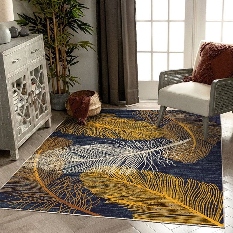 Multicolor Carpet Modern Plant Print Indoor Rug Polyester Anti-Slip Carpet for Living Room