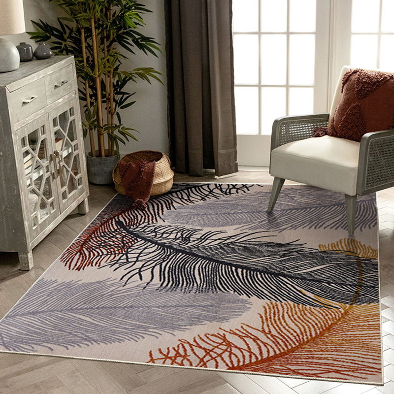 Multicolor Carpet Modern Plant Print Indoor Rug Polyester Anti-Slip Carpet for Living Room