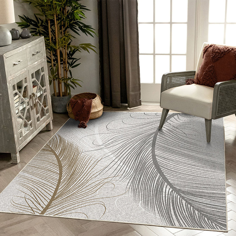 Green Tone Modern Rug Classic Plant Printed Carpet Stain Resistant Area Carpet for Living Room