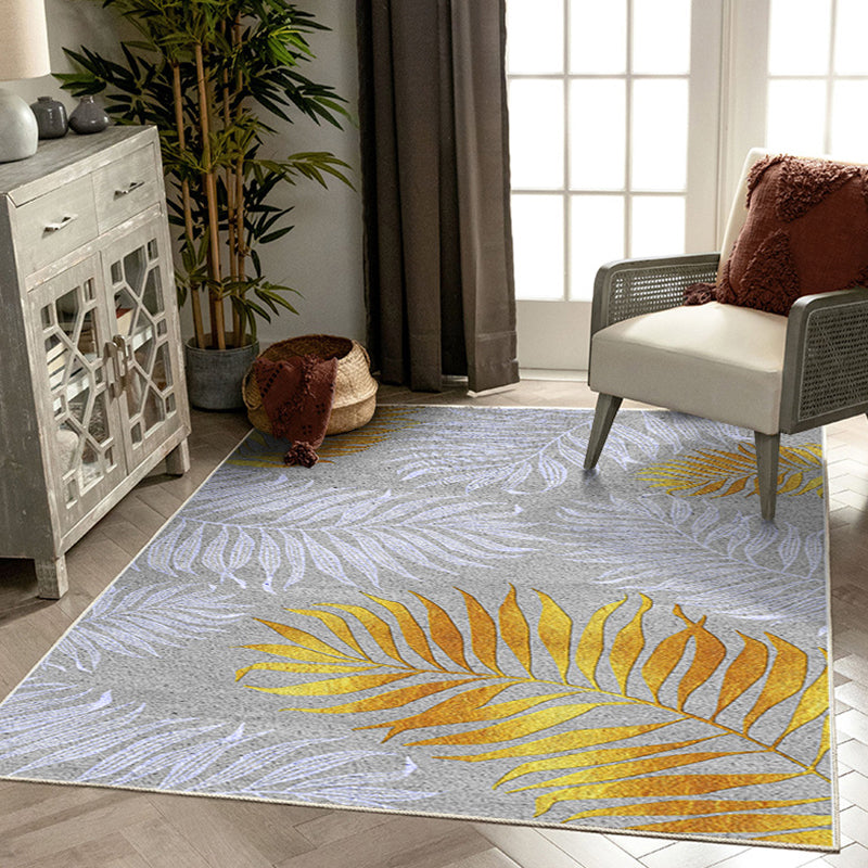 Green Tone Modern Rug Classic Plant Printed Carpet Stain Resistant Area Carpet for Living Room