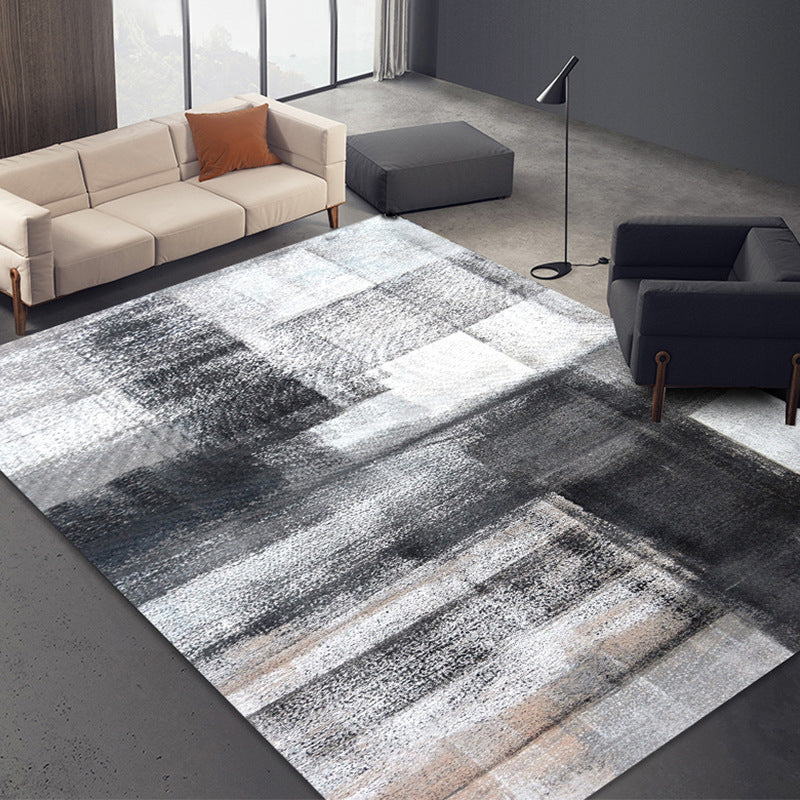 Chic Modern Area Rug Geometric Print Polyester Area Carpet Stain Resistant Rug for Living Room