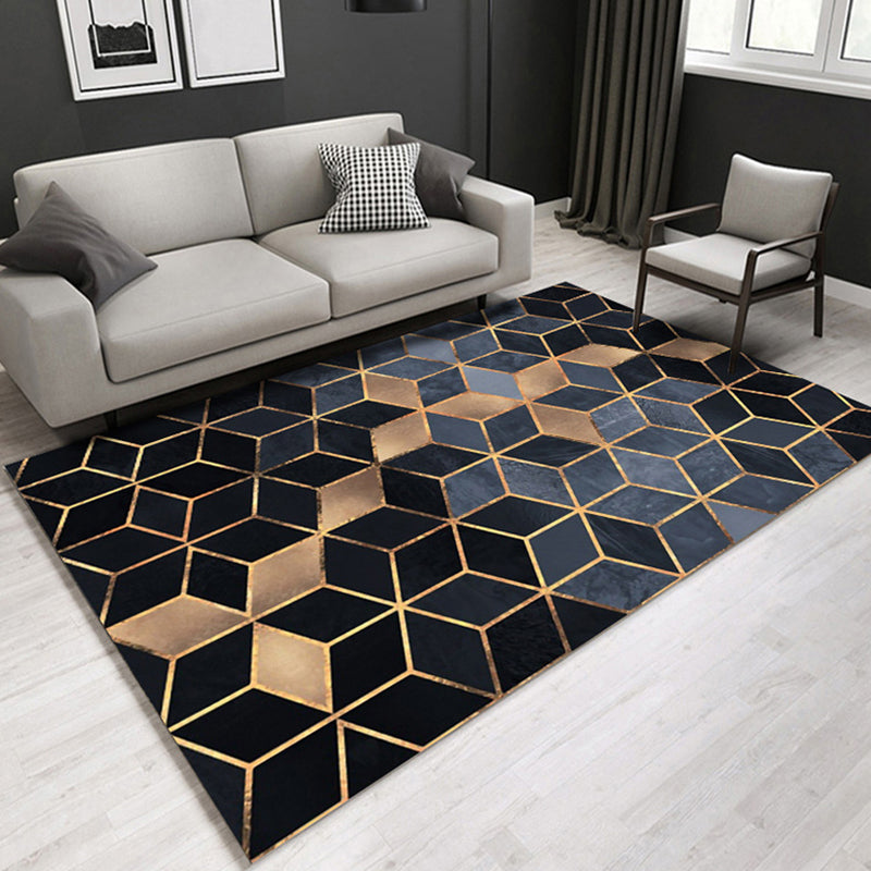 Chic Modern Area Rug Geometric Print Polyester Area Carpet Stain Resistant Rug for Living Room