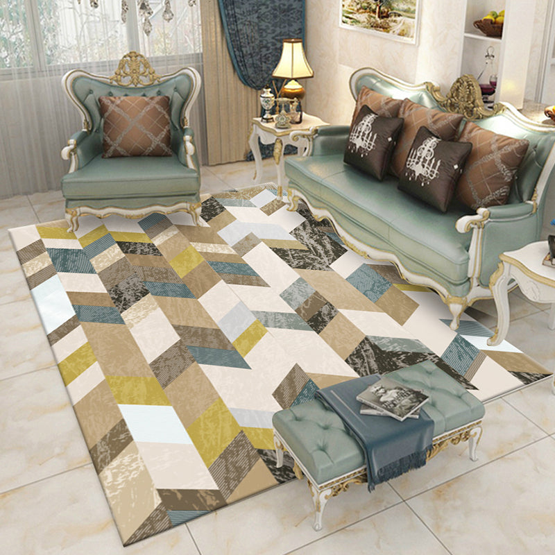 Trendy Home Decoration Carpet Geometric Pattern Area Rug Polyester Stain Resistant Indoor Carpet