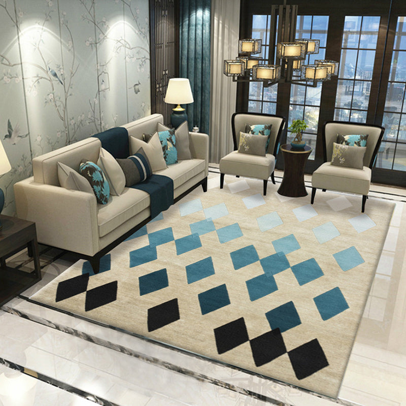 Trendy Home Decoration Carpet Geometric Pattern Area Rug Polyester Stain Resistant Indoor Carpet