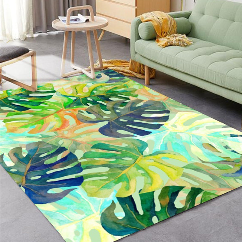 Chic Modern Area Rug Leaf Pattern Polyester Area Carpet Anti-Slip Backing Rug for Living Room