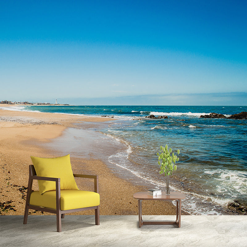 Sandy Beach View Mural Decoration for Interior Room, Moisture Resistant