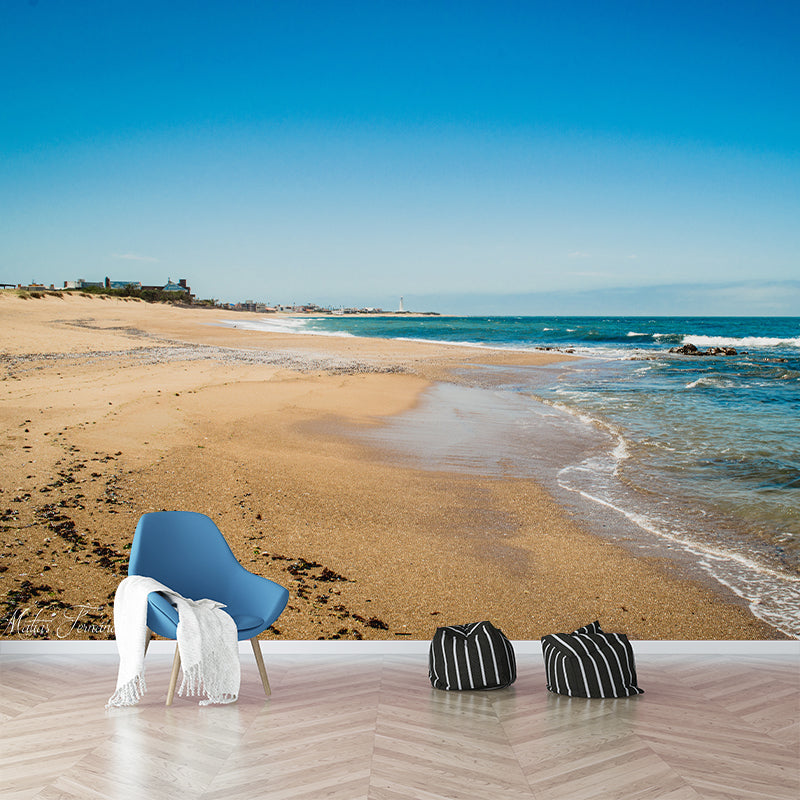 Sandy Beach View Mural Decoration for Interior Room, Moisture Resistant