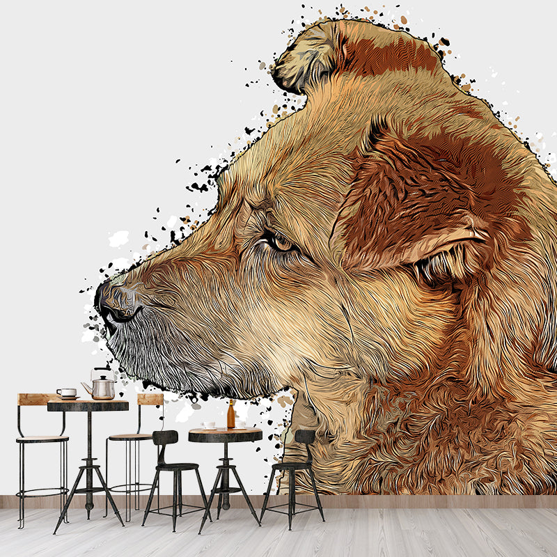 Puppy Dog Moisture Resistant Mural Wallpaper for Sleeping Room, Made to Measure