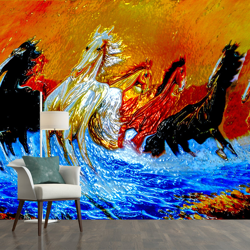 Horse Illustration Wall Mural Home Living Room Bedroom Decals, Water Resistant