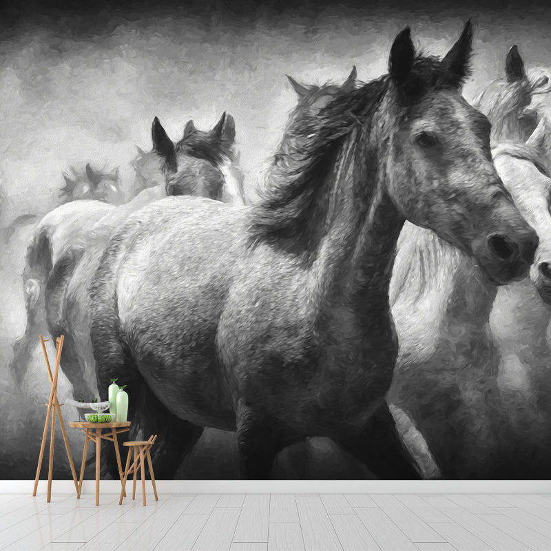 Horse Illustration Wall Mural Home Living Room Bedroom Decals, Water Resistant