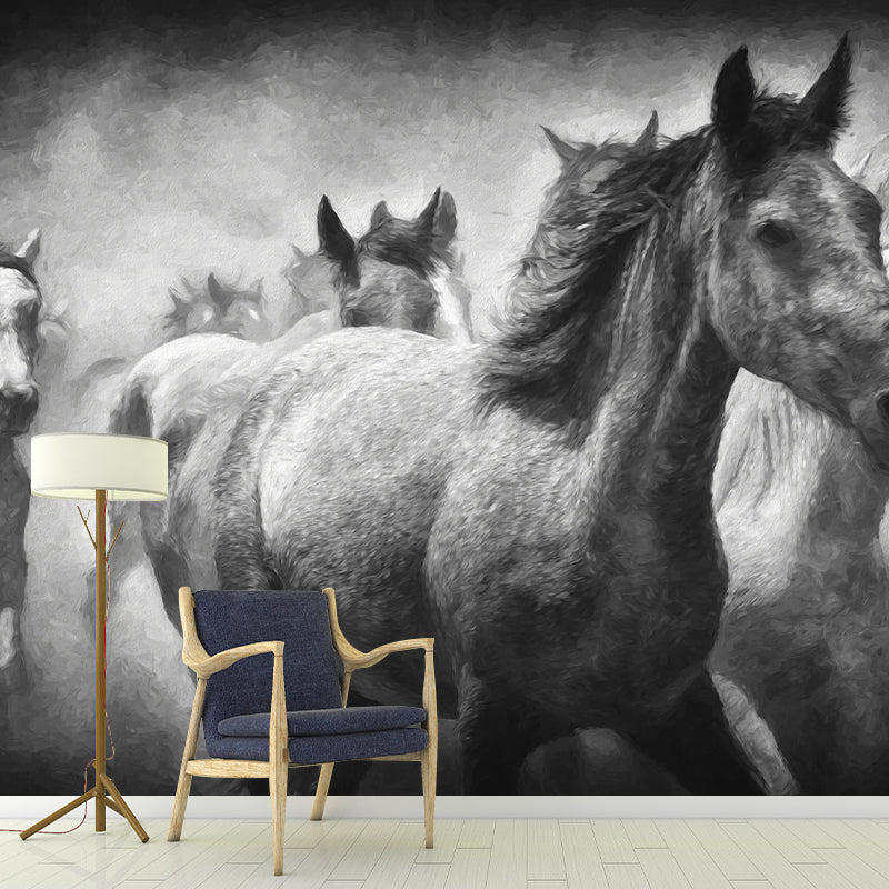 Horse Illustration Wall Mural Home Living Room Bedroom Decals, Water Resistant
