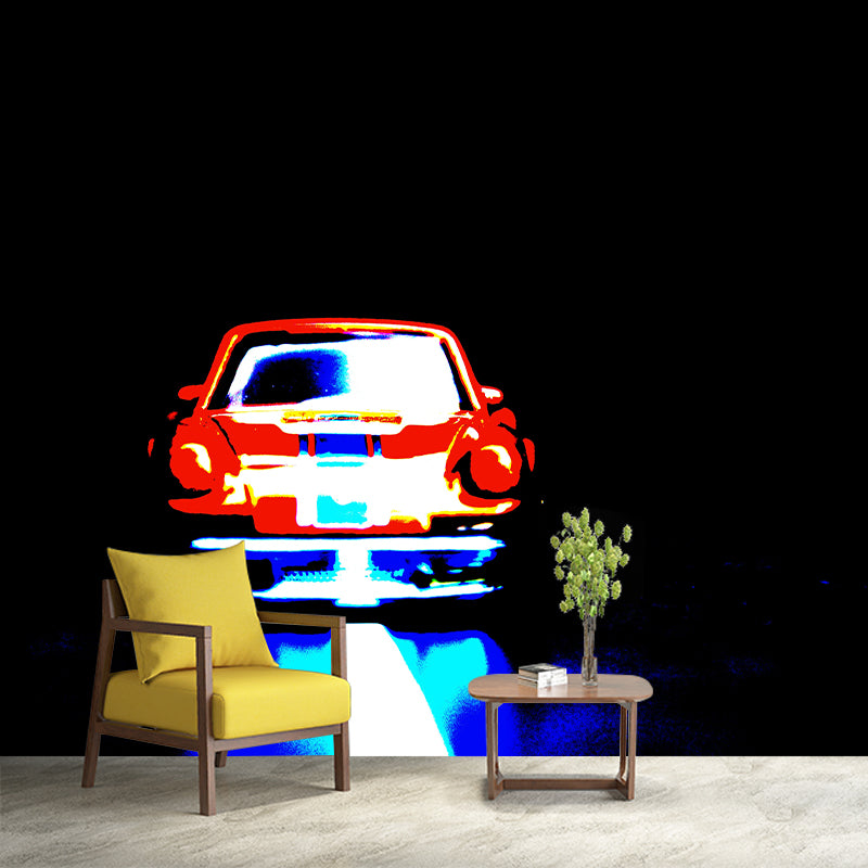 Car Illustration Wall Murals Contemporary Style Wall Art for Boys Bedroom