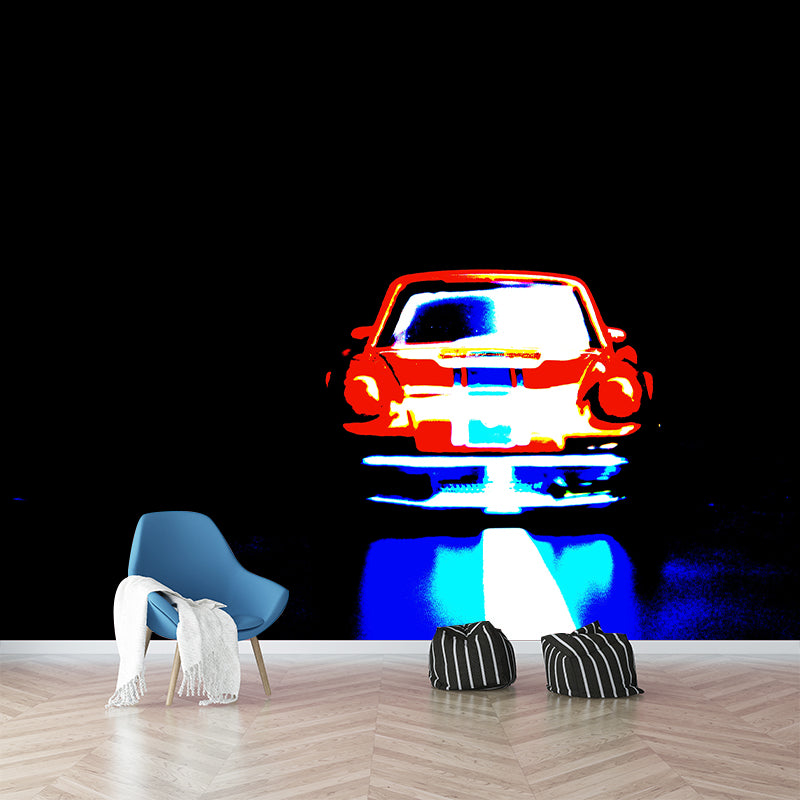 Car Illustration Wall Murals Contemporary Style Wall Art for Boys Bedroom