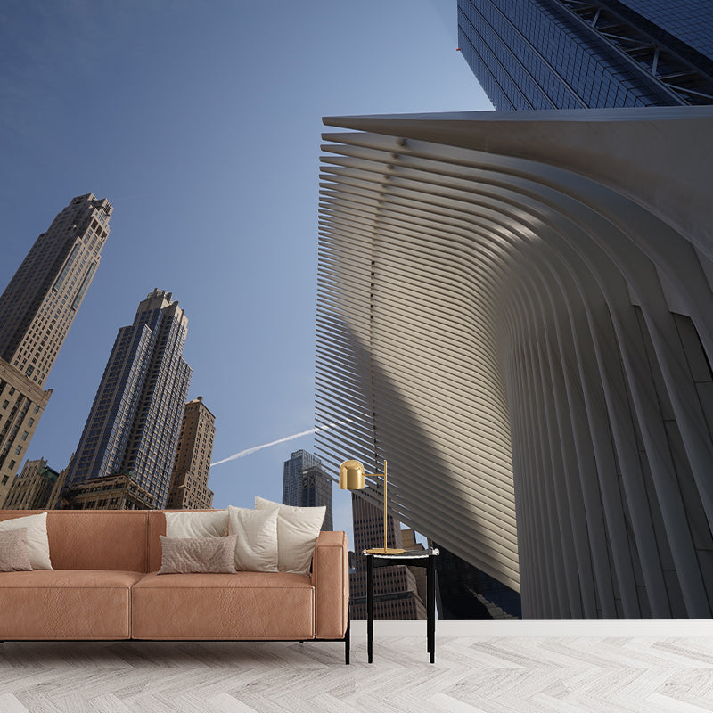 New York City Architecture Murals Contemporary Wall Covering for Sitting Room